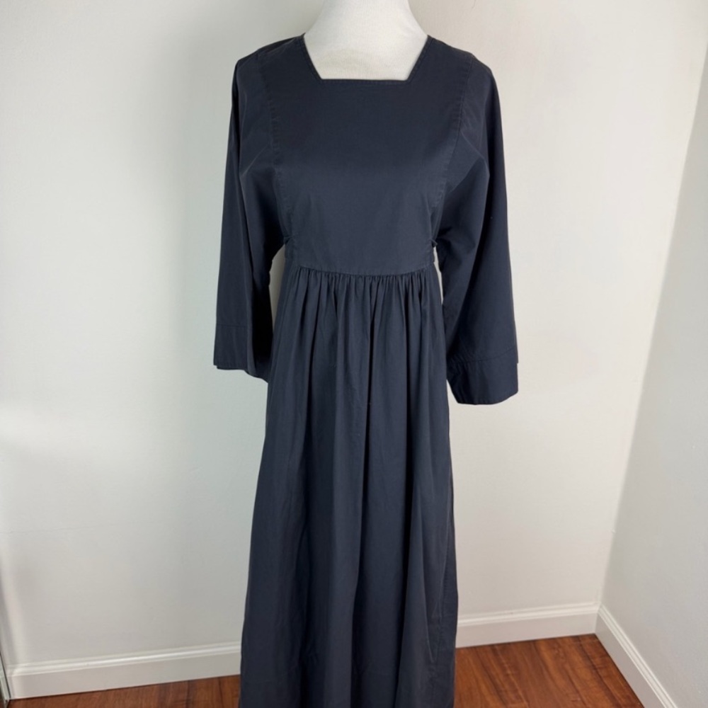 Doen Charcoal Square-Neck Long Sleeve Maxi Dress